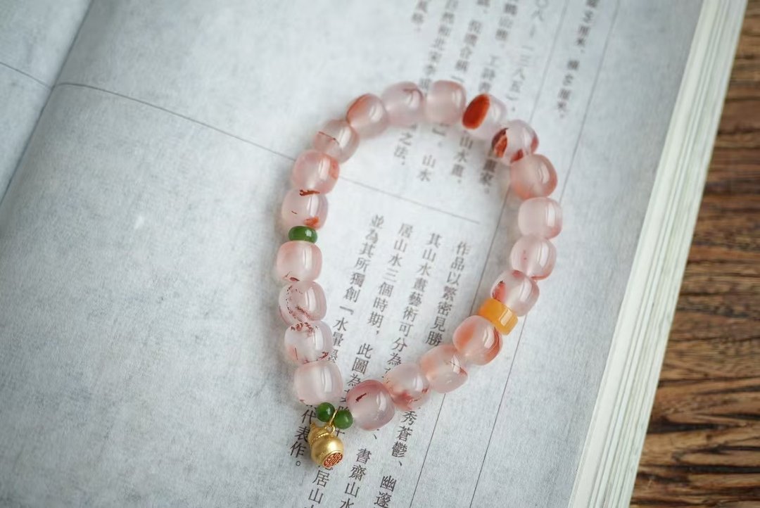 赤玉 川料冰飘南红 Ag-20250716-081 - 手链/手环 - 宝石 