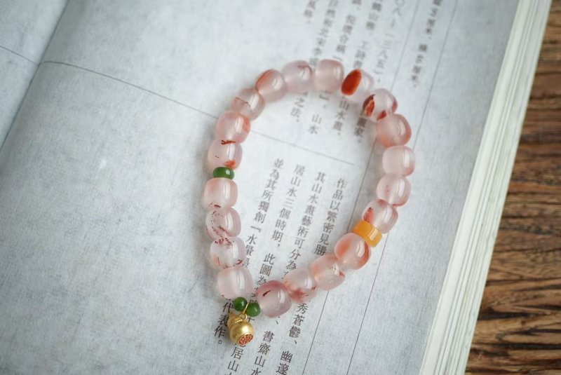 赤玉 川料冰飘南红 Ag-20250716-081 - 手链/手环 - 宝石 