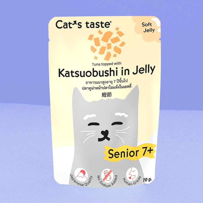 Cat's taste 猫餐包熟龄猫鲔鱼鲣鱼干肉冻 - 零食/点心 - 其他材质 橘色