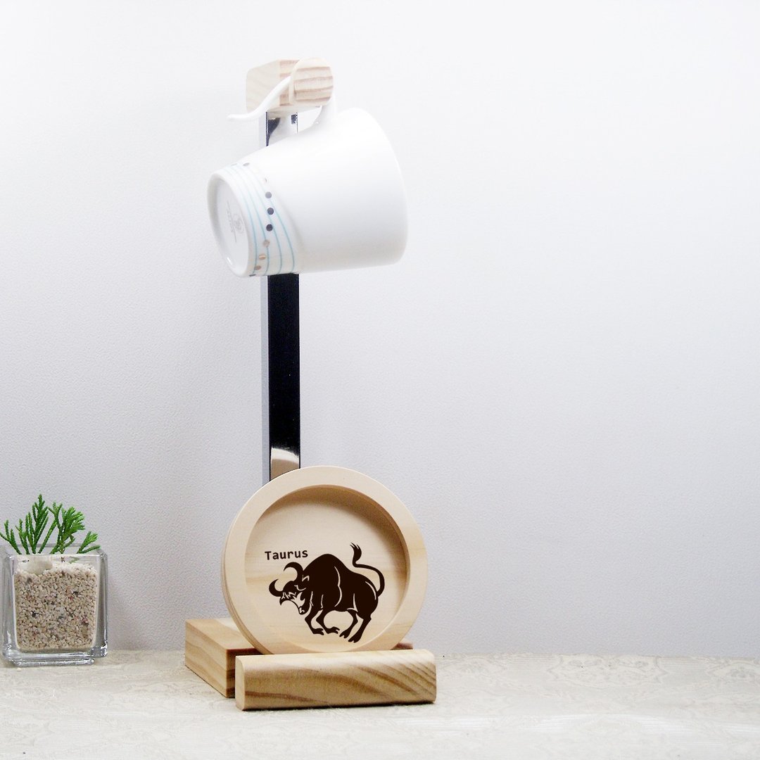 金牛座 Taurus 生日礼物 祝福礼物  实木 圆融 杯垫 马克杯挂架 - 其他 - 木头 咖啡色