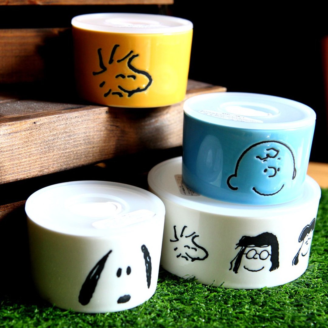 SNOOPY史努比-人物系列4入保鲜碗(1大3小) - 便当盒/饭盒 - 陶 