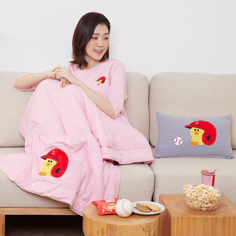 LINE FRIENDS | 莎莉棒球 收纳四季被 - 被子/毛毯 - 棉．麻 粉红色