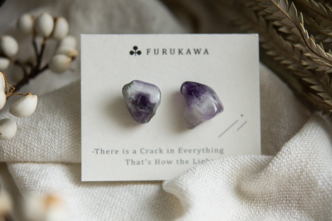 CRACK | 矿物系耳环 |  EARRINGS - 耳环/耳夹 - 玉石 紫色