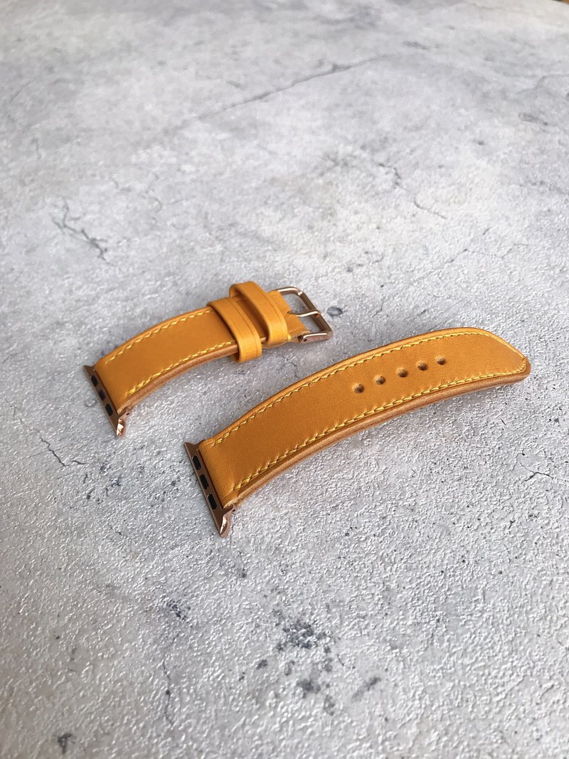Apple watch 真皮皮革表带  手表 订制款 情人节 送礼 - 表带 - 真皮 黄色