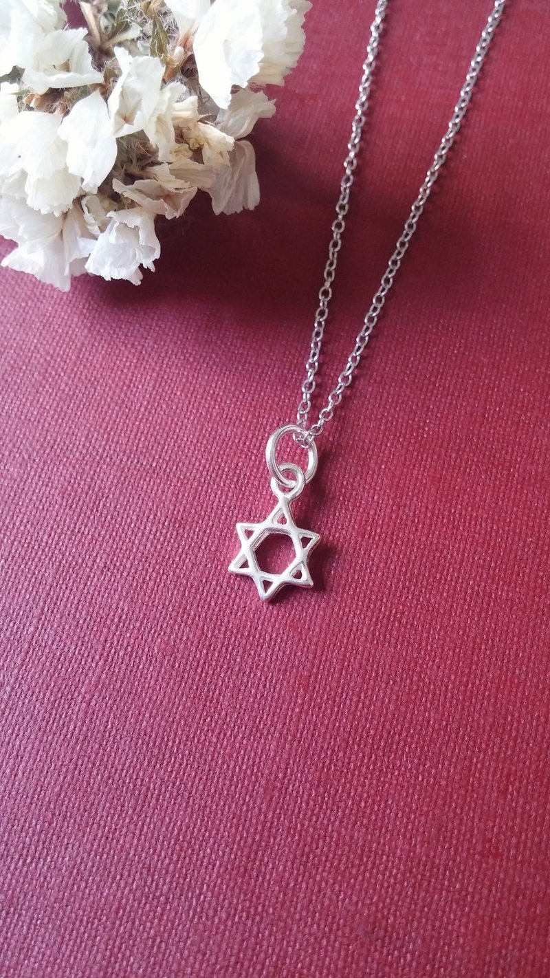 六芒星 项链 925纯银 - 项链 - 纯银 银色