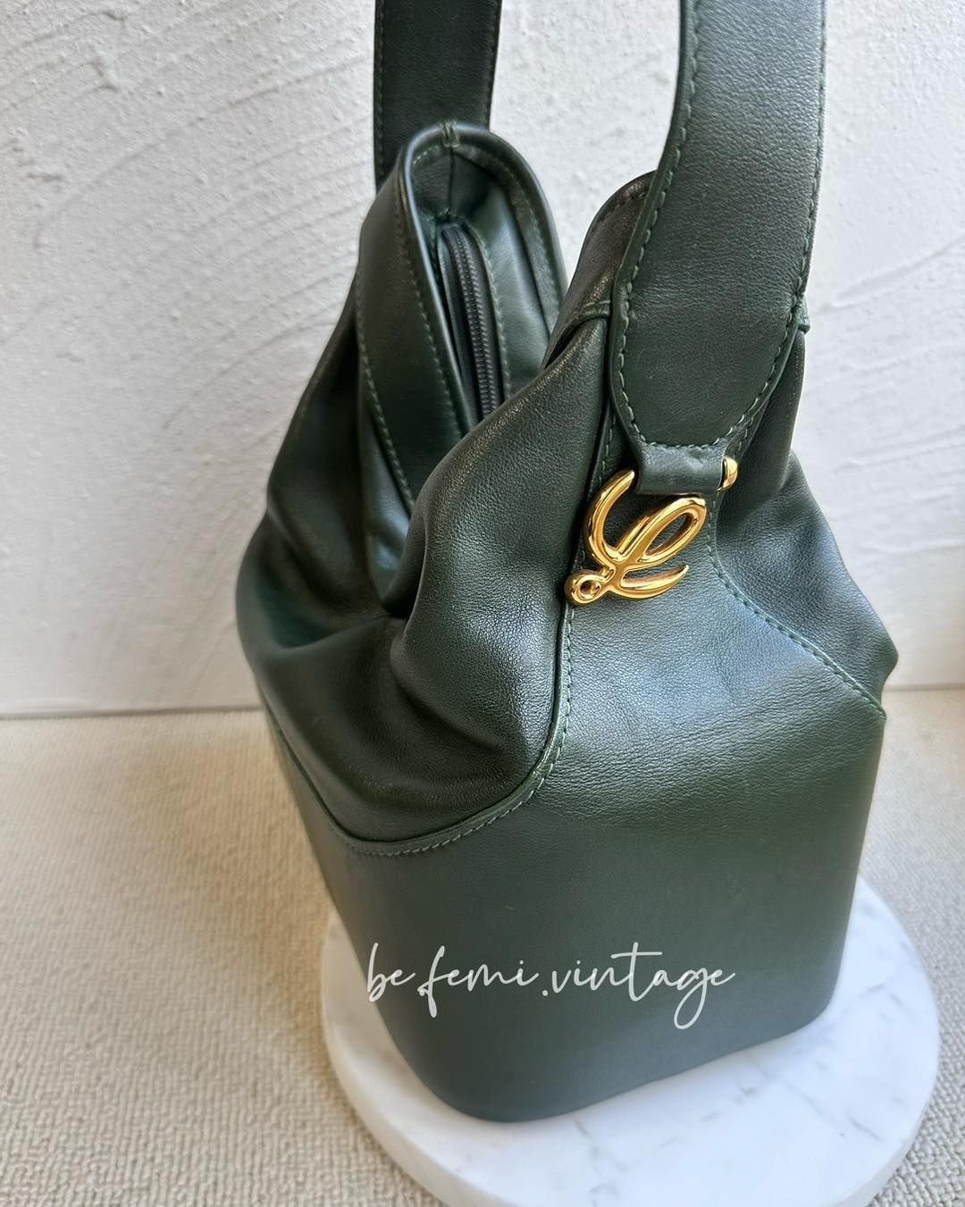 中古Loewe Balloon 墨绿侧背包 - 侧背包/斜挎包 - 真皮 绿色