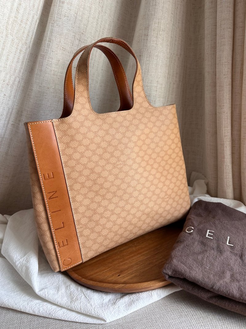 中古包 Celine Vintage奶茶色米花手提包 - 手提包/手提袋 - 防水材质 
