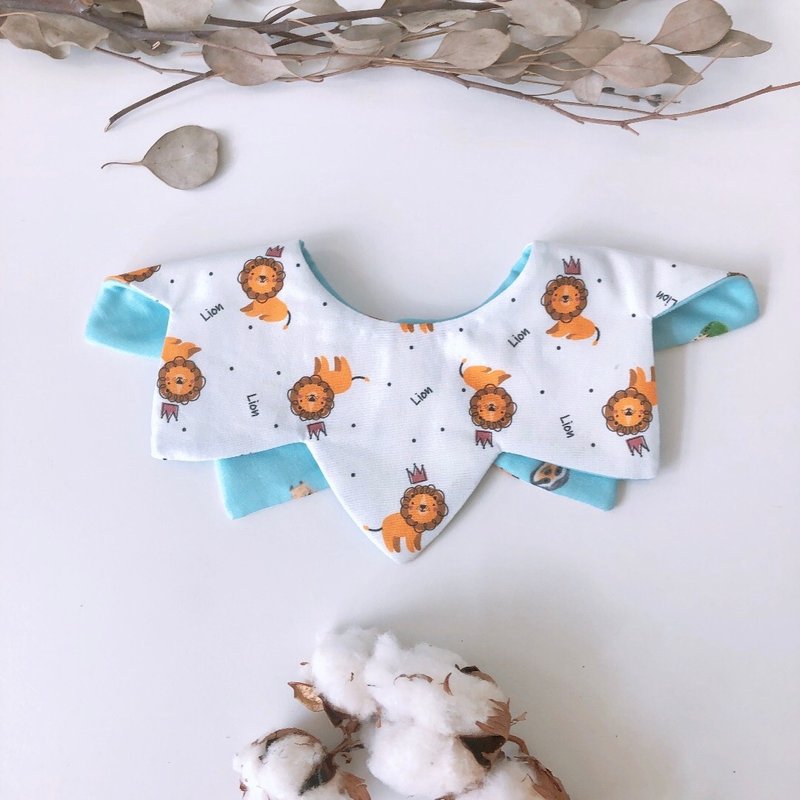 岛森家 / 双面360度Star兜 / 狮子王 - 围嘴/口水巾 - 棉．麻 白色