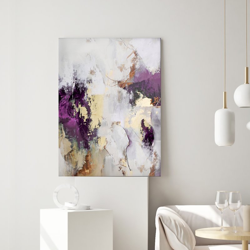 粉红金画 | 紫金抽象画布 | 紫金艺术 | 粉红流 2 - 墙贴/壁贴 - 棉．麻 粉红色