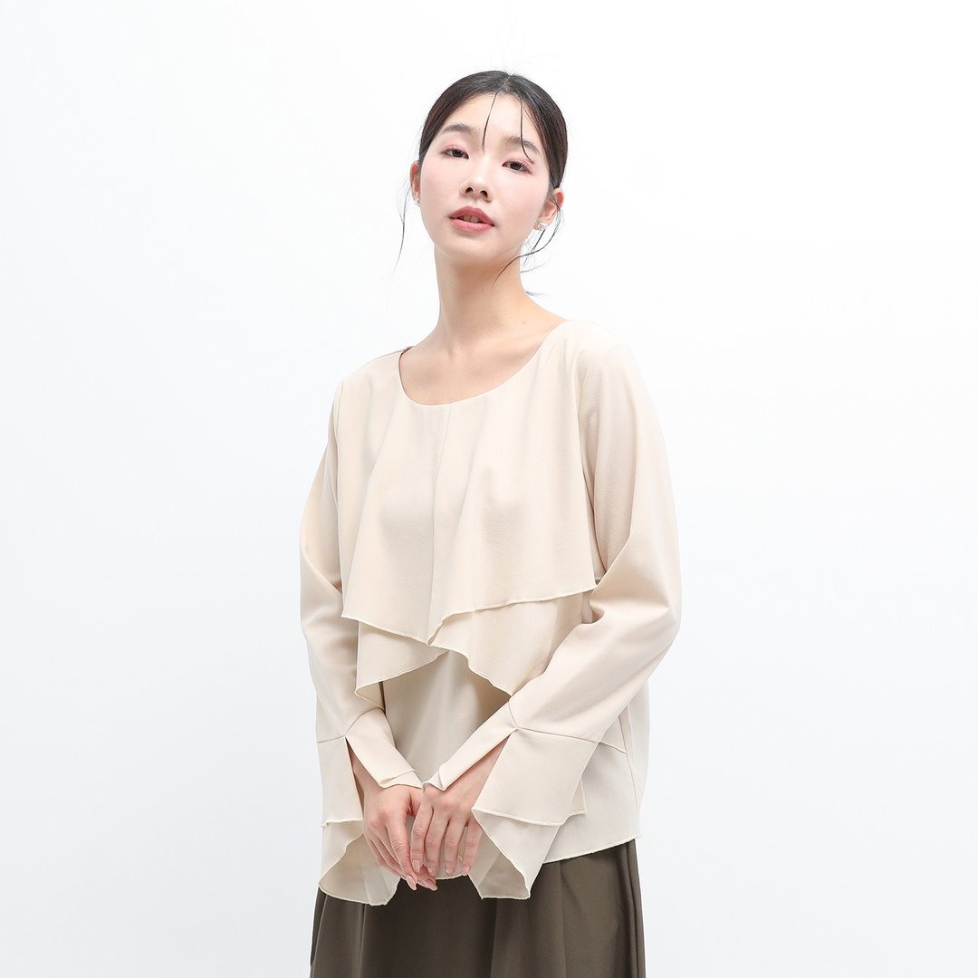Yongrong_雍容多层次上衣_24AF001_卡其 - 女装上衣 - 聚酯纤维 卡其色