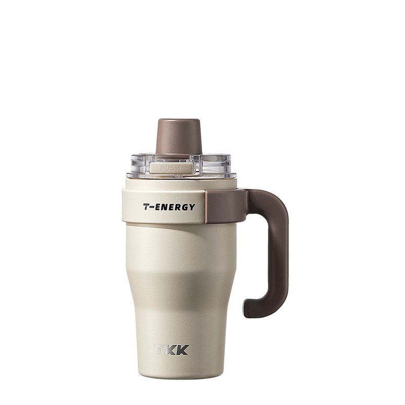 【TKK】T-One 弹盖冰坝杯 316不锈钢x陶瓷喷涂 800ML-沙丘咖 - 保温瓶/保温杯 - 不锈钢 卡其色