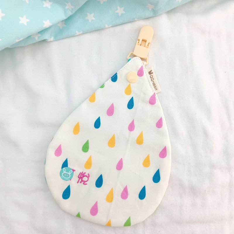 彩色雨滴-3色可选。附夹水滴造型双面纯棉手帕 (可绣名字) - 围嘴/口水巾 - 棉．麻 粉红色