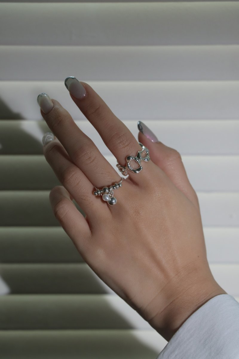 露水 I 纯银线型戒指 - 戒指 - 纯银 银色