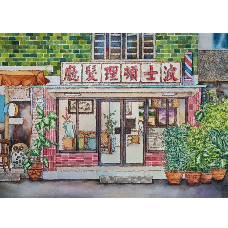 台湾街景-台北永康街波士顿理发厅-艺术微喷/挂画/复制画 - 摆饰 - 纸 绿色