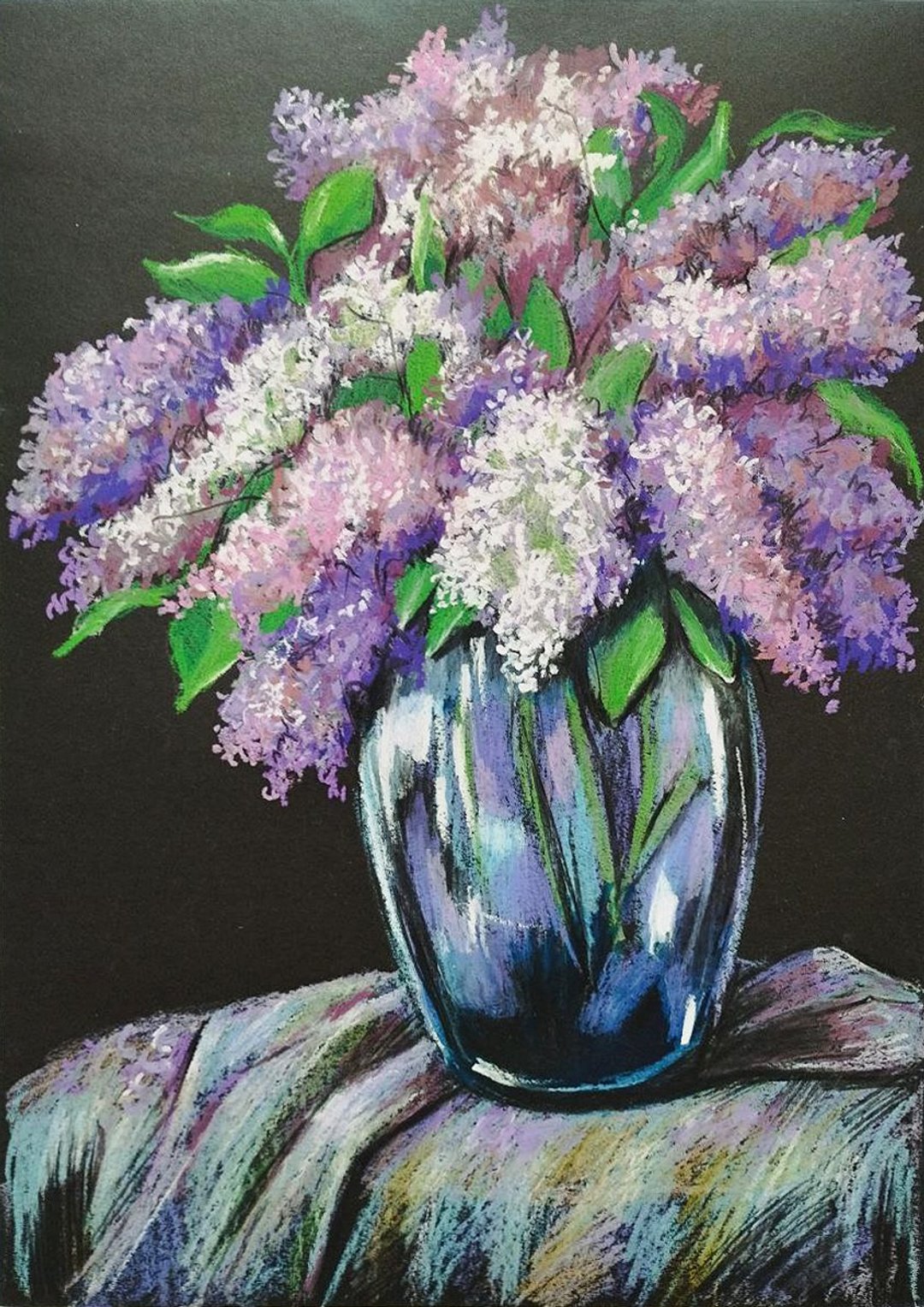 紫丁香花束绘画花卉艺术绘画油画棒花束送给女士的礼物 - 墙贴/壁贴 - 纸 紫色