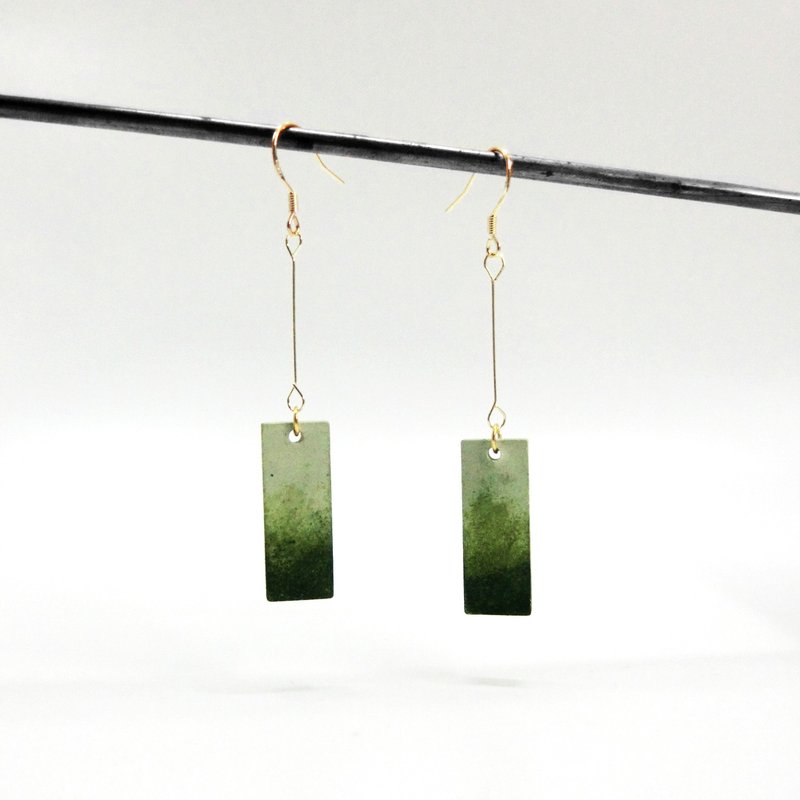 彩墨系列-彩墨垂吊水泥耳环(生日礼物/情人礼物) - 耳环/耳夹 - 水泥 金色