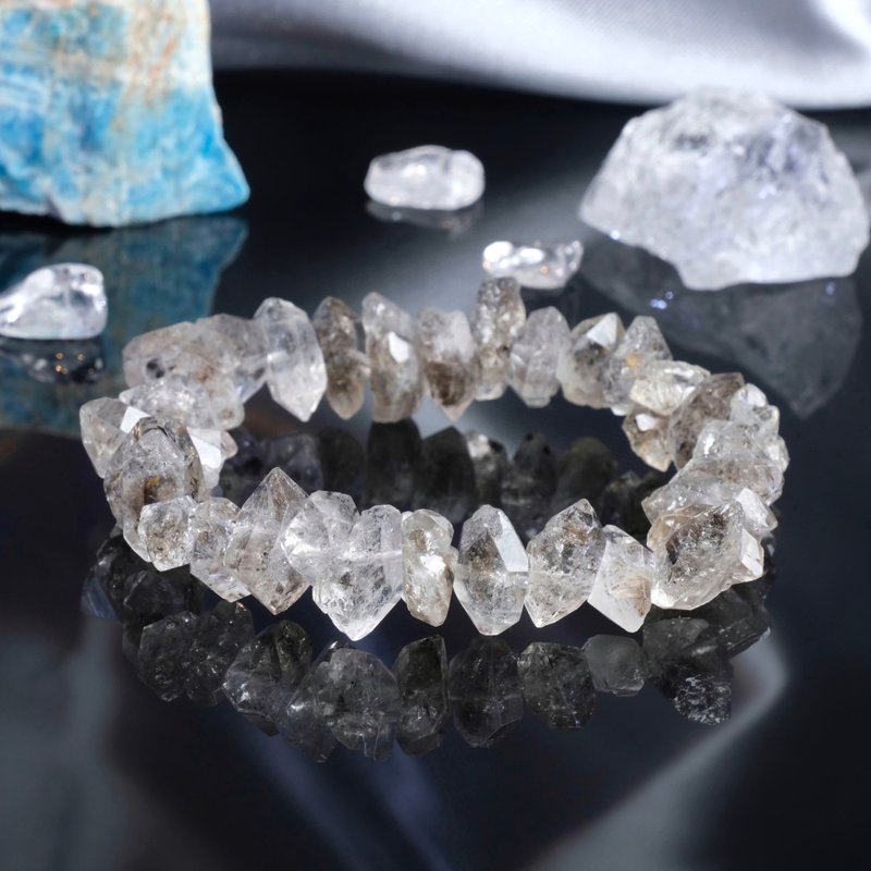 #453一图一物/闪灵钻双尖水晶手链 净化心灵 天然石 高频水晶 - 手链/手环 - 水晶 白色