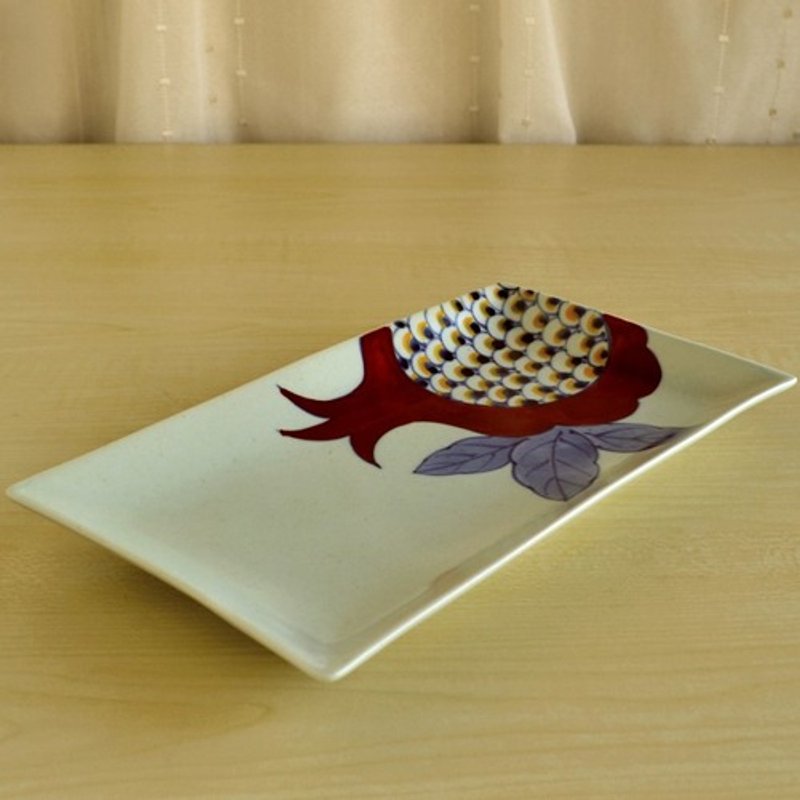 染锦石榴陶盘（大） - 浅碟/小碟子 - 陶 