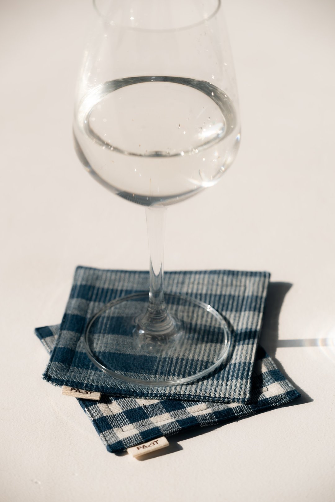 杯垫 Cobalt/Gingham (四件组) - 杯垫 - 棉 