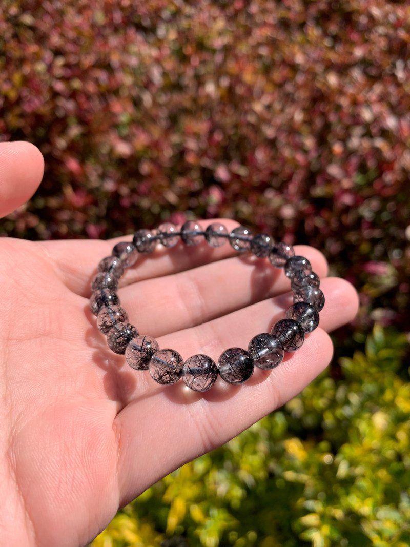 黑发晶 水晶 手链 8 mm - 手链/手环 - 水晶 黑色