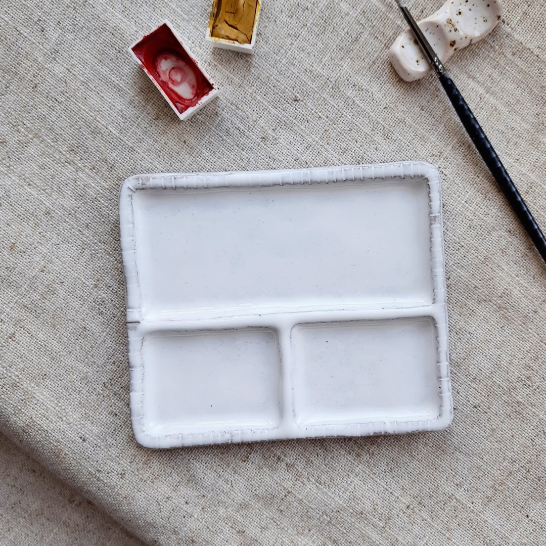 Ceramic paint palette/ Small mixing color palette - 其他 - 陶 白色