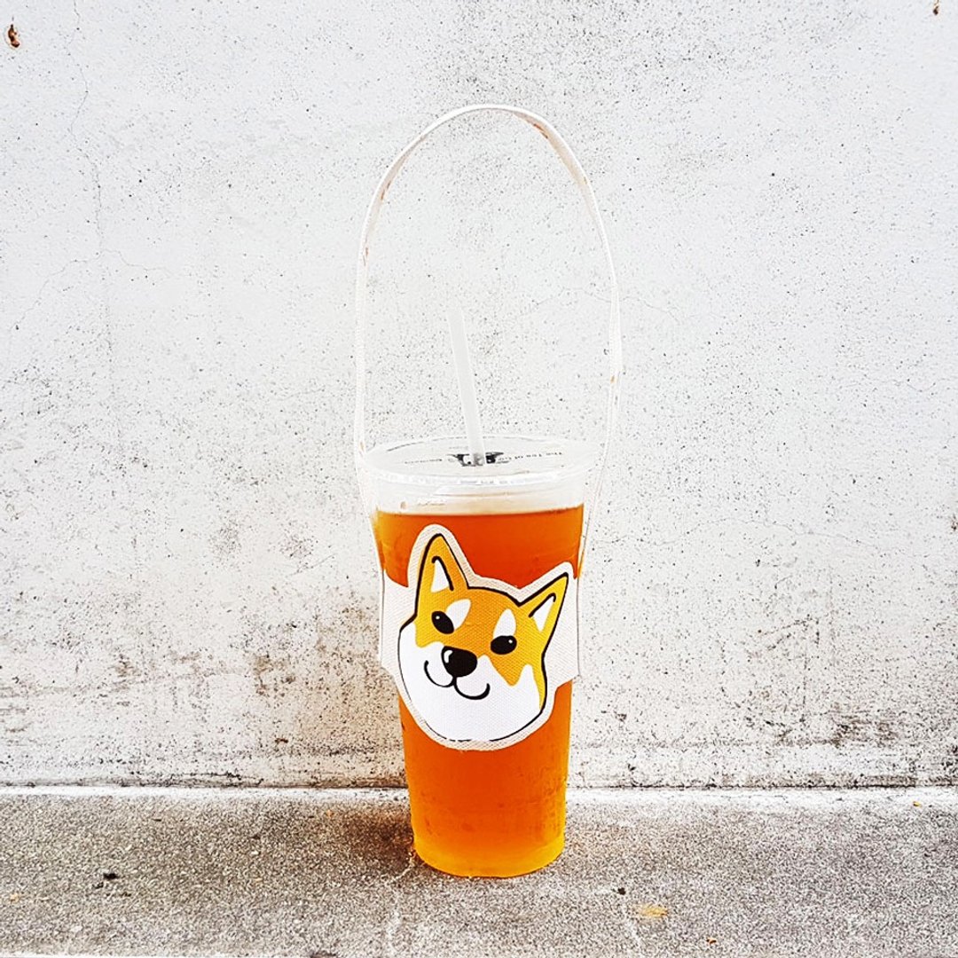 柴犬 黄柴 黑柴 白柴 造型随行饮料杯套提袋 饮料杯袋 - 随行杯提袋/水壶袋 - 聚酯纤维 多色
