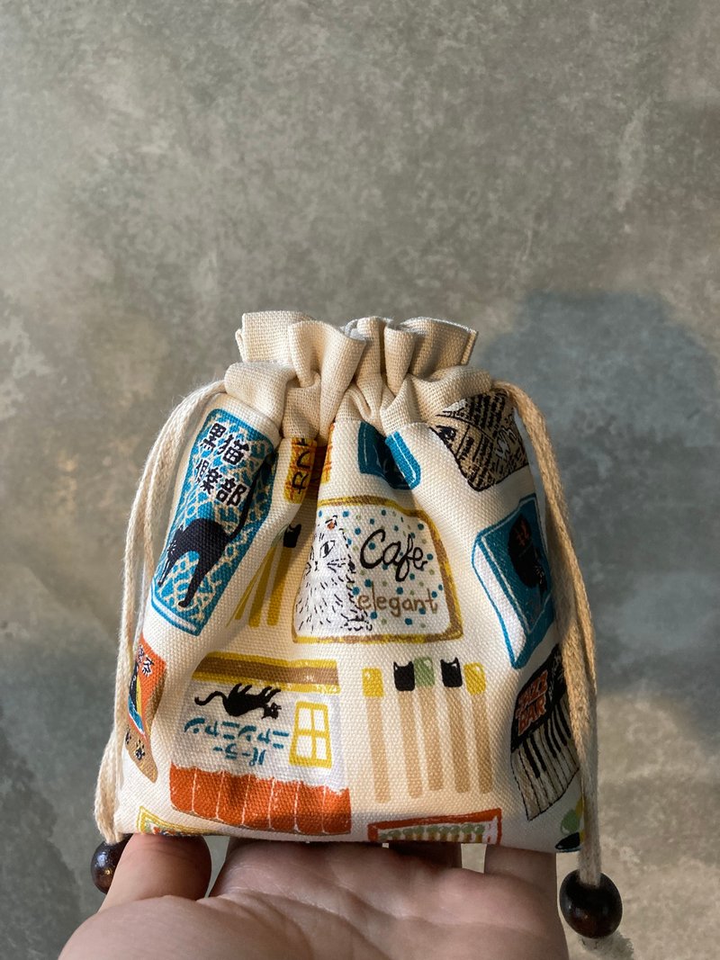 x布作束口袋x 火柴猫咪 - 束口袋双肩包 - 棉．麻 