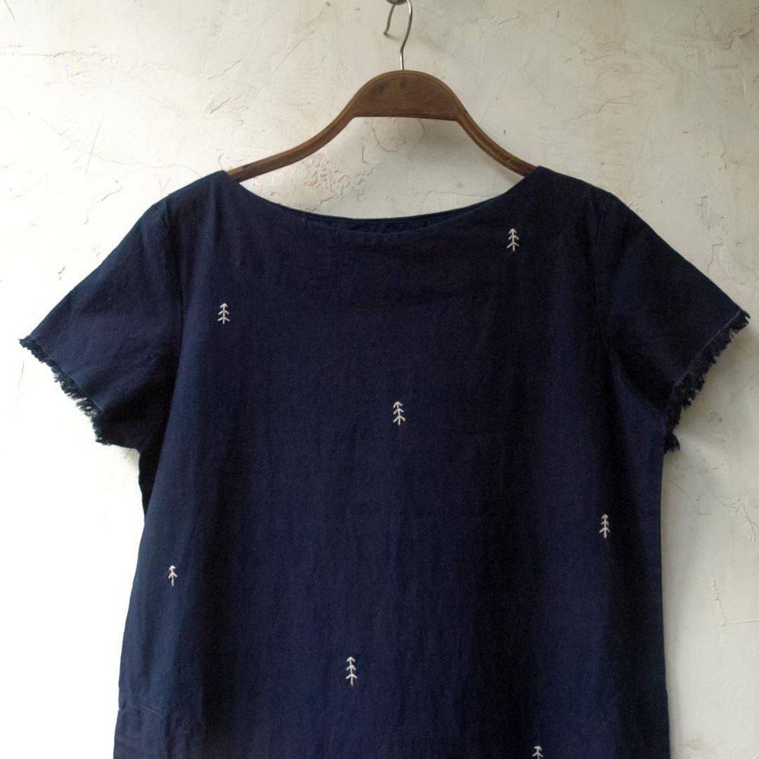 Blue Pine Tree | indigo dyed thick cotton | Dress - 洋装/连衣裙 - 棉 蓝色