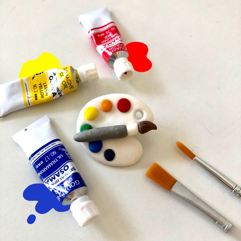 \ 小画家的调色板 | 别针 / - 胸针 - 粘土 白色