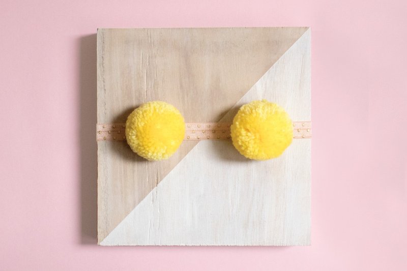 头带 儿童头带 宝宝头带 婴儿头带 发饰 发带 儿童头饰 Pom Pom - 婴儿帽/发带 - 其他材质 黄色