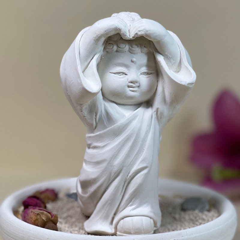 开运公仔 净念吉祥小佛之佛美中盘套组 母亲节 长辈礼 开运 扩香 - 香薰/精油/线香 - 水泥 灰色