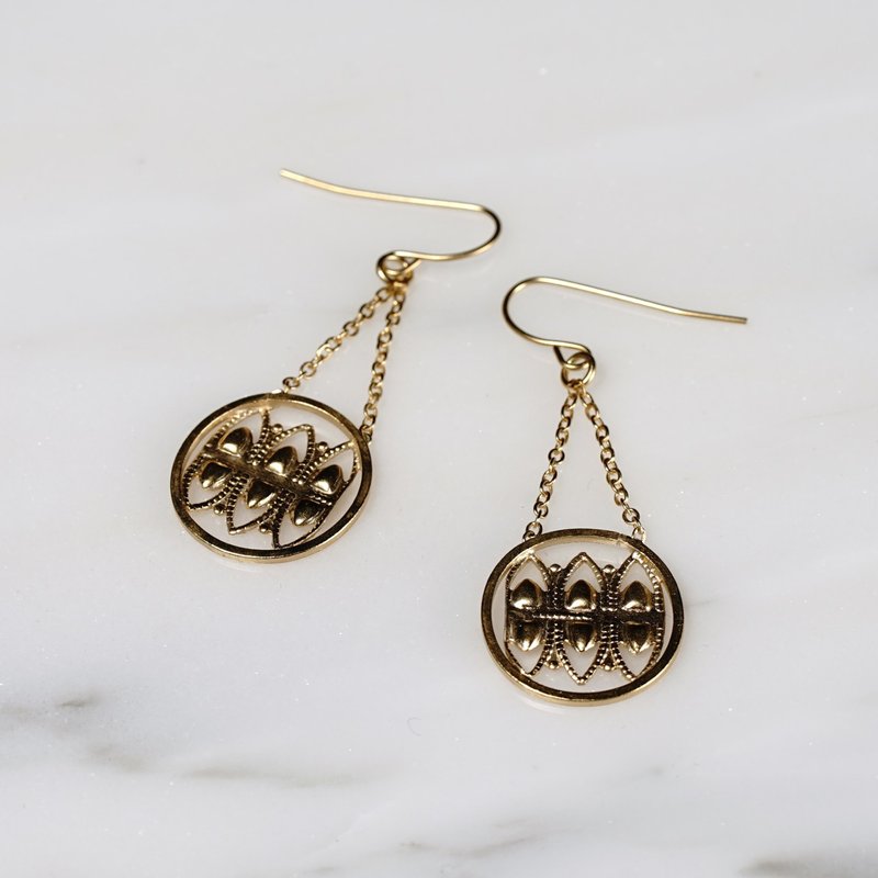 法国独立设计师 巴黎工坊匠人手作 SCARABÉE 耳环 - 耳环/耳夹 - 铜/黄铜 金色