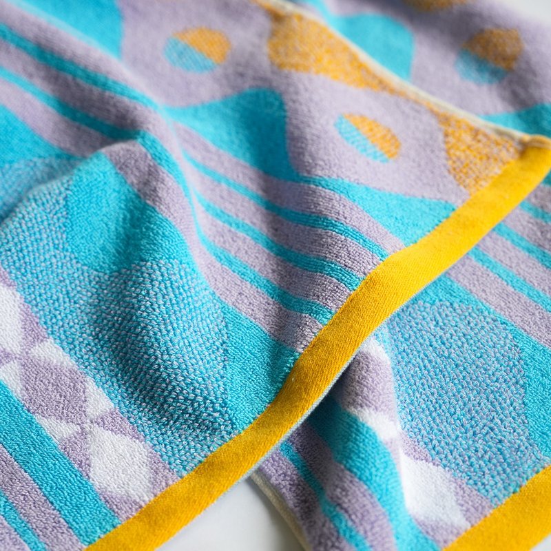 几何波浪毛巾 - 毛巾浴巾 - 棉．麻 紫色
