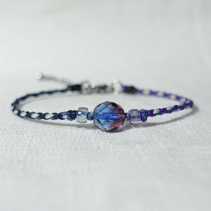 珠中日落│手工编织 蜡线手环 捷克珠│幻想风饰品 - 手链/手环 - 其他材质 蓝色