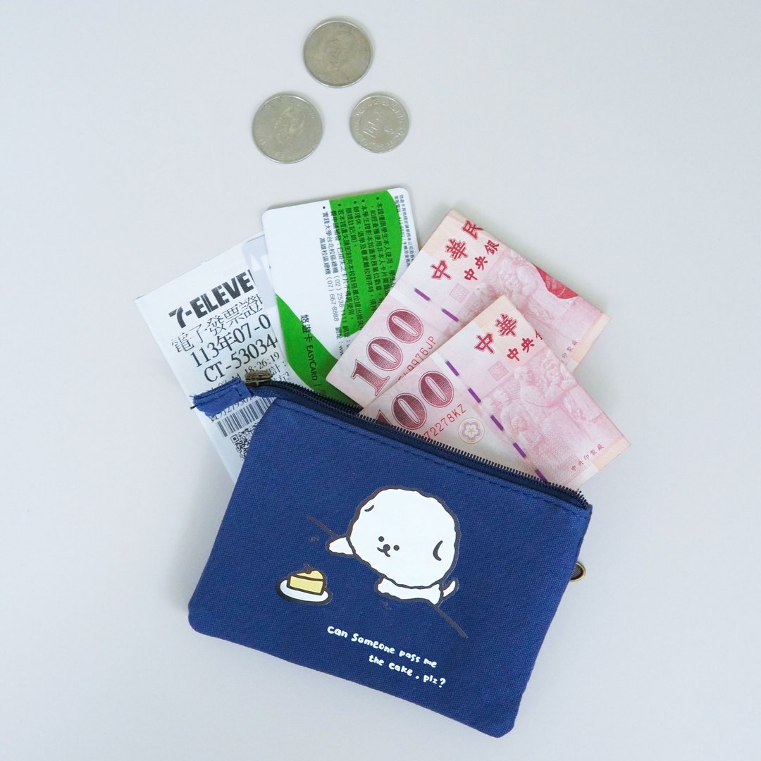 阿棉狗狗想吃蛋糕–多层收纳零钱包 - 零钱包 - 棉 蓝色
