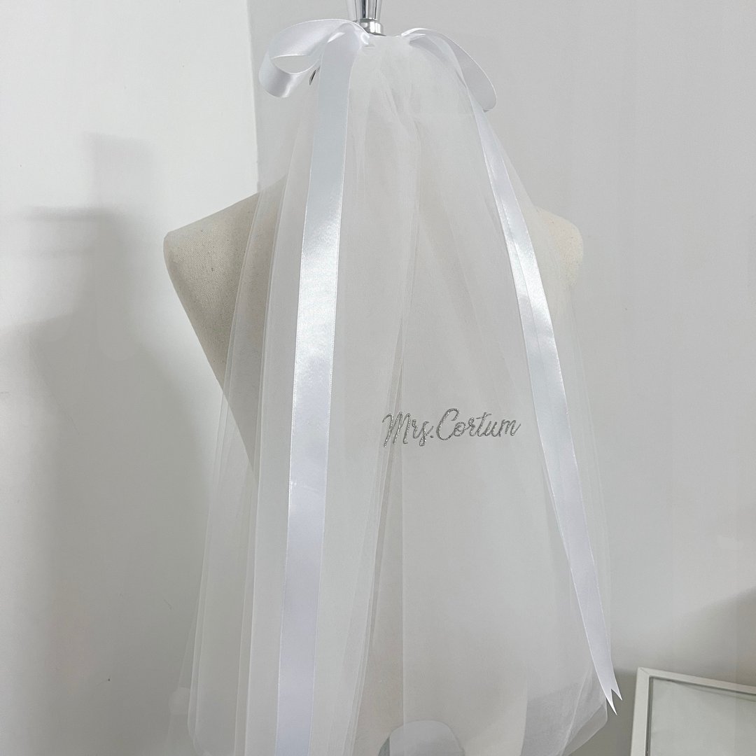Ribbon Veil : Wedding bridal veil - 发饰 - 绣线 
