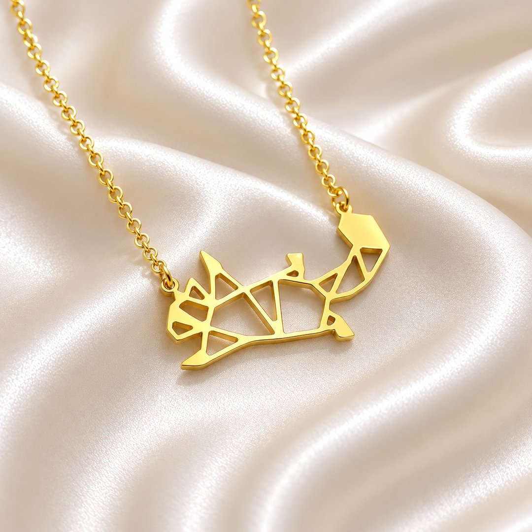 Sugar glider necklace, Geometric Animal jewelry - 项链 - 铜/黄铜 金色