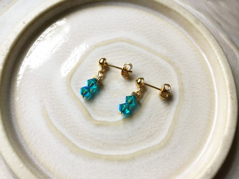 复时品手工耳环【蓝水晶】 - 耳环/耳夹 - 宝石 蓝色