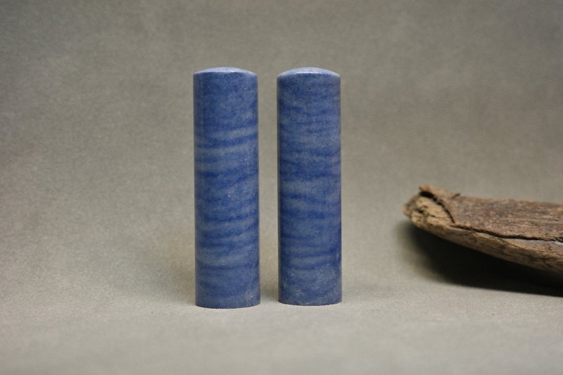 【好石多磨】蓝纹石_玉石印章_夫妻结婚对章_圆章 - 印章/印台 - 玉石 蓝色