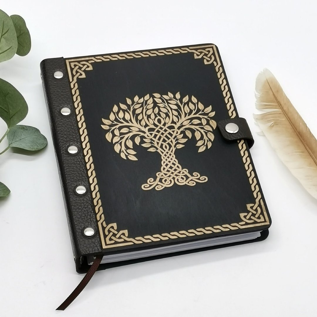 Tree of life hard cover journal - Wooden refillable notebook - A5 ring binder - 笔记本/手帐 - 木头 黑色