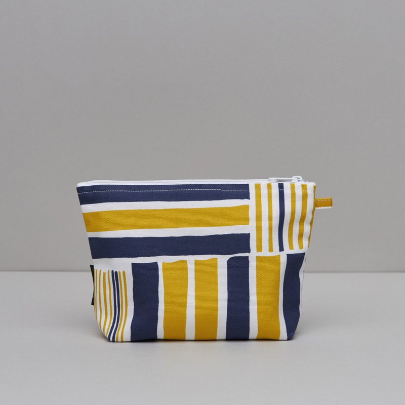 印花随身化妆包 / 铁皮屋黄蓝 - 化妆包/杂物包 - 棉．麻 多色