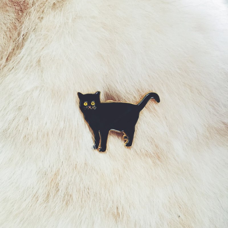 #07 不会带来不幸的黑猫  别针/胸针/扣针 - 胸针 - 其他金属 黑色