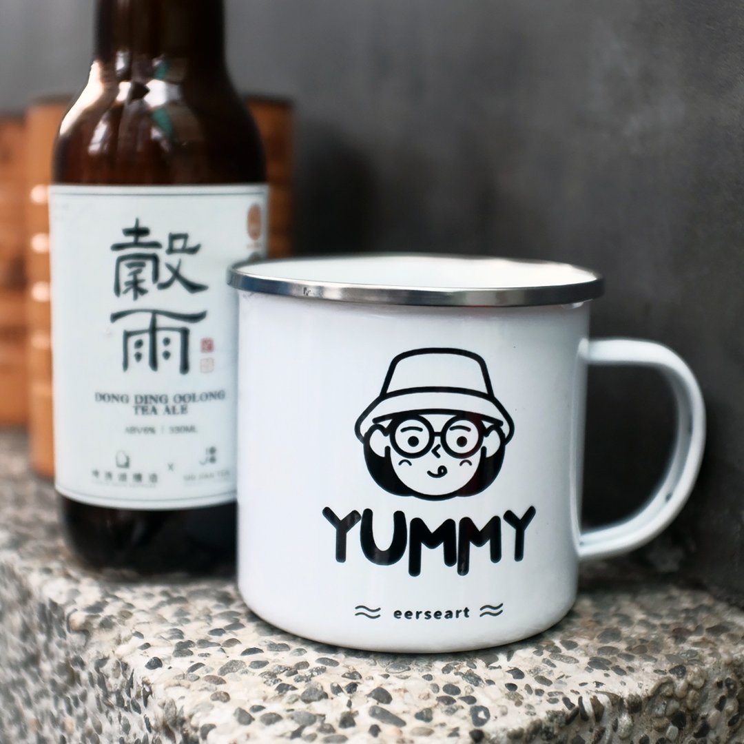 【台湾包邮 24小时快速出货】露营女Yummy杯 珐琅露营 附手提小袋 - 其他杯子 - 珐琅 白色