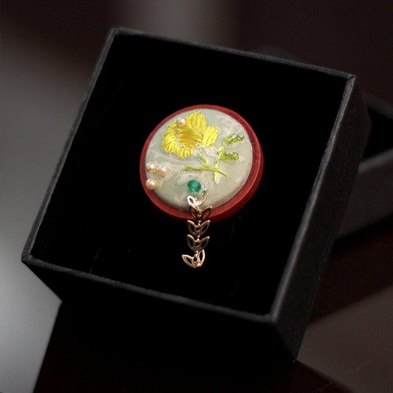 手工 刺绣 胸针 头饰 轻珠宝 流苏 正装 婚礼小物 复古 发带发圈 - 胸针 - 绣线 绿色