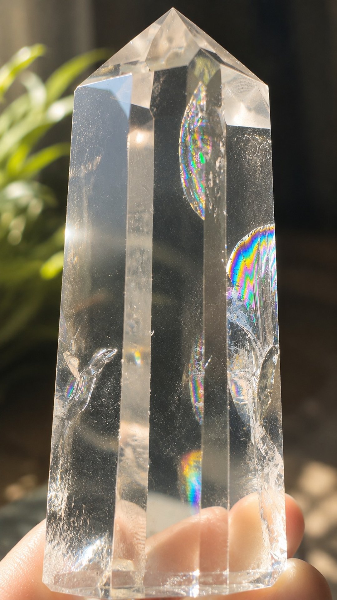 NO.16 蓝针白水晶柱 彩虹光蓝针水晶柱 天使的羽毛 蓝针柱 彩虹 - 摆饰 - 水晶 透明
