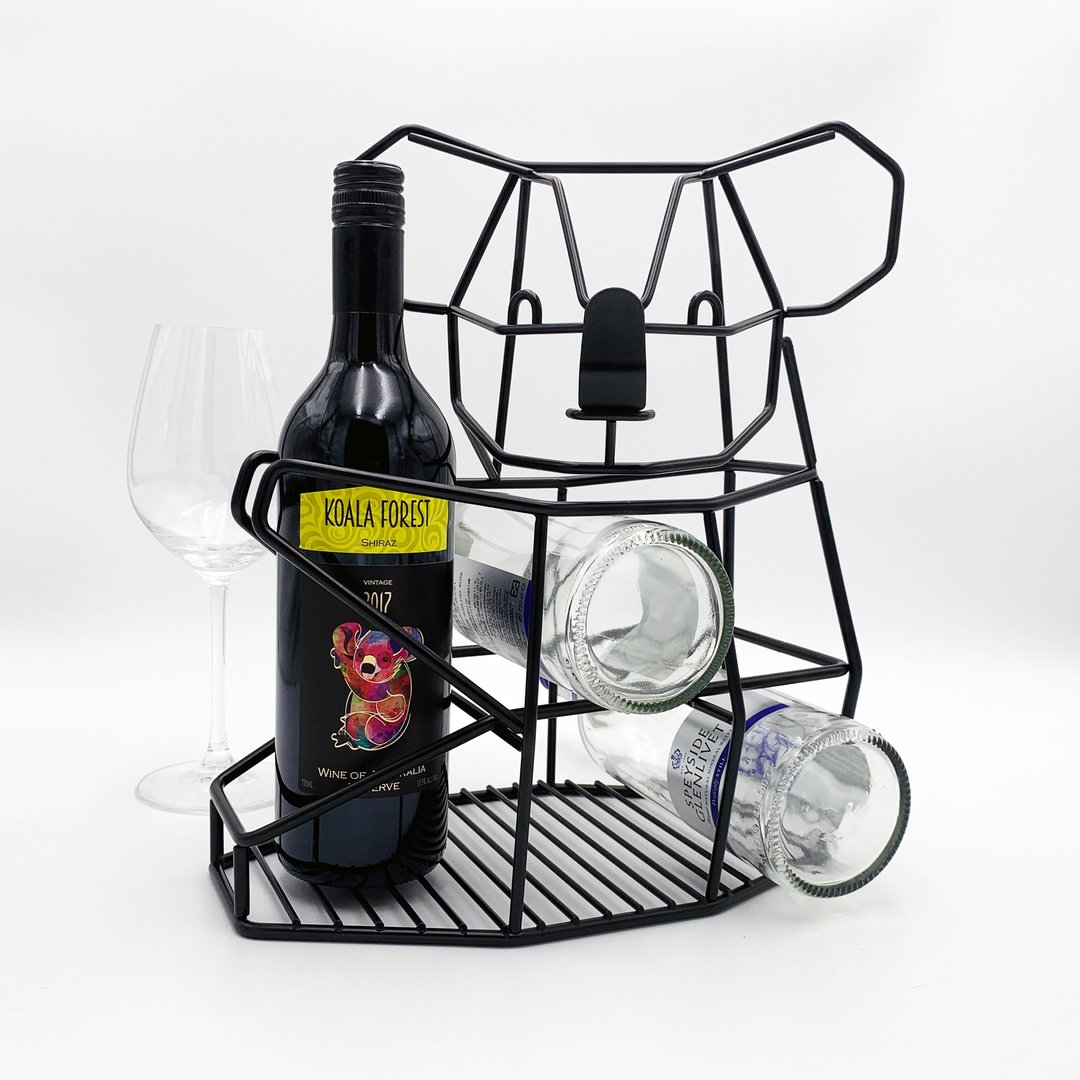 无尾熊抱抱红酒架 Koala wine rack - 收纳用品 - 其他金属 黑色
