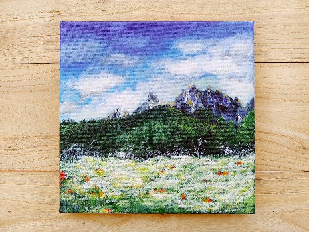 【原野花海】丙烯风景画原作 | 花卉小型挂画 | 书房桌面室内摆设 - 海报/装饰画/版画 - 棉 