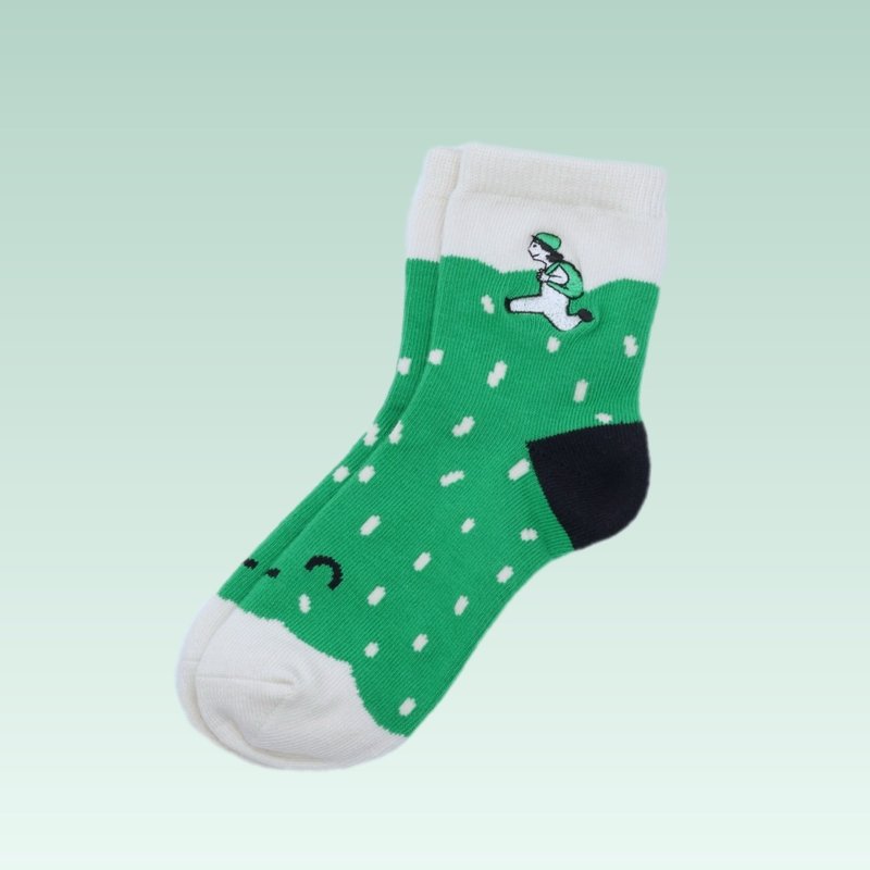 设计师联名大童袜(19-22cm) - 袜子 - 棉．麻 绿色