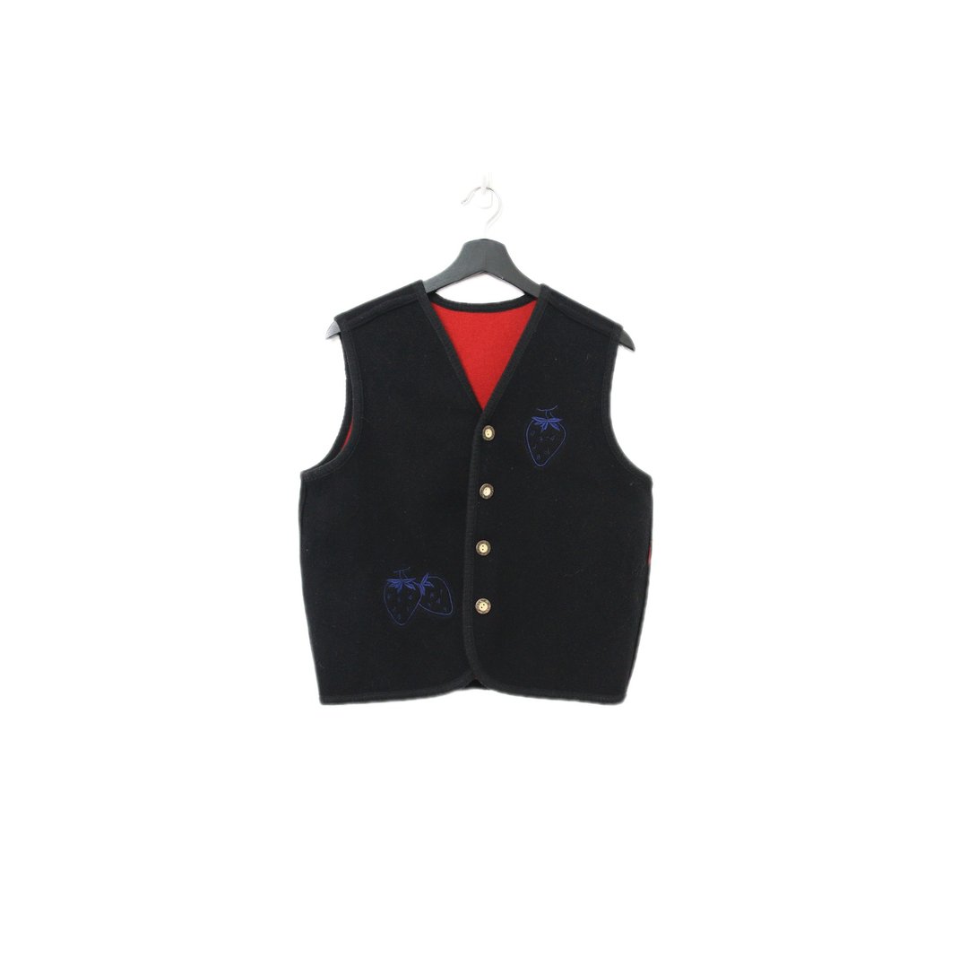 Back to Green-复古毛料背心 两面可穿 草莓 v-18/sweater vest - 女装背心 - 棉．麻 