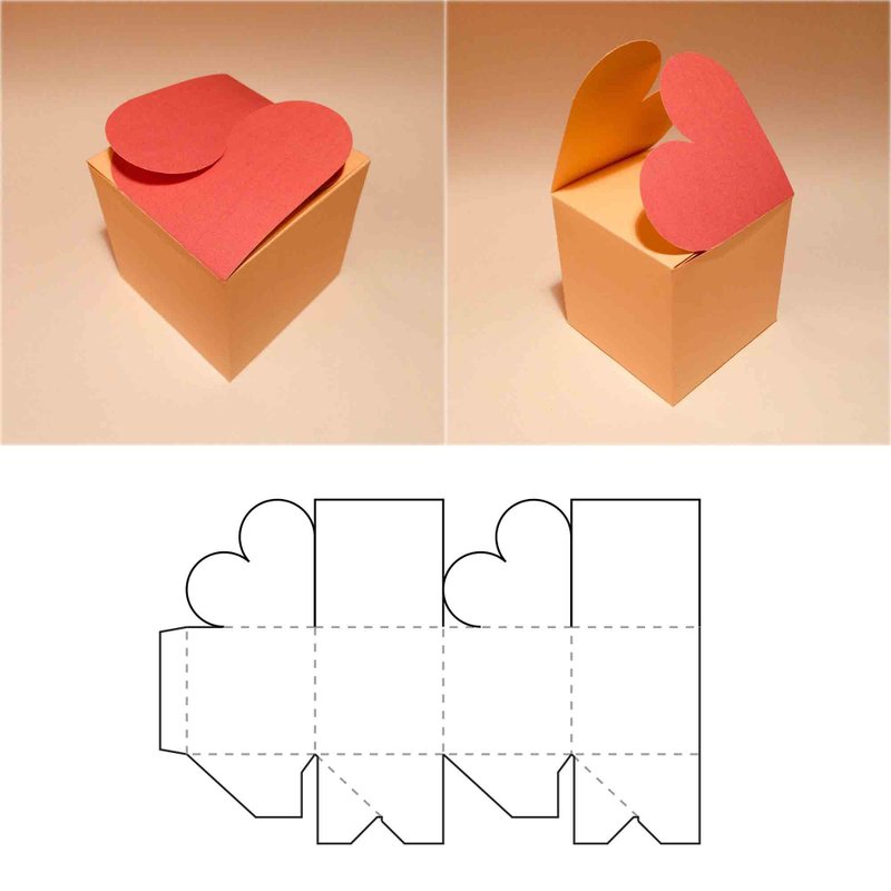 Love box template, heart box, romantic box, gift box, birthday gift box, Cricut - 图文模板设计 - 其他材质 